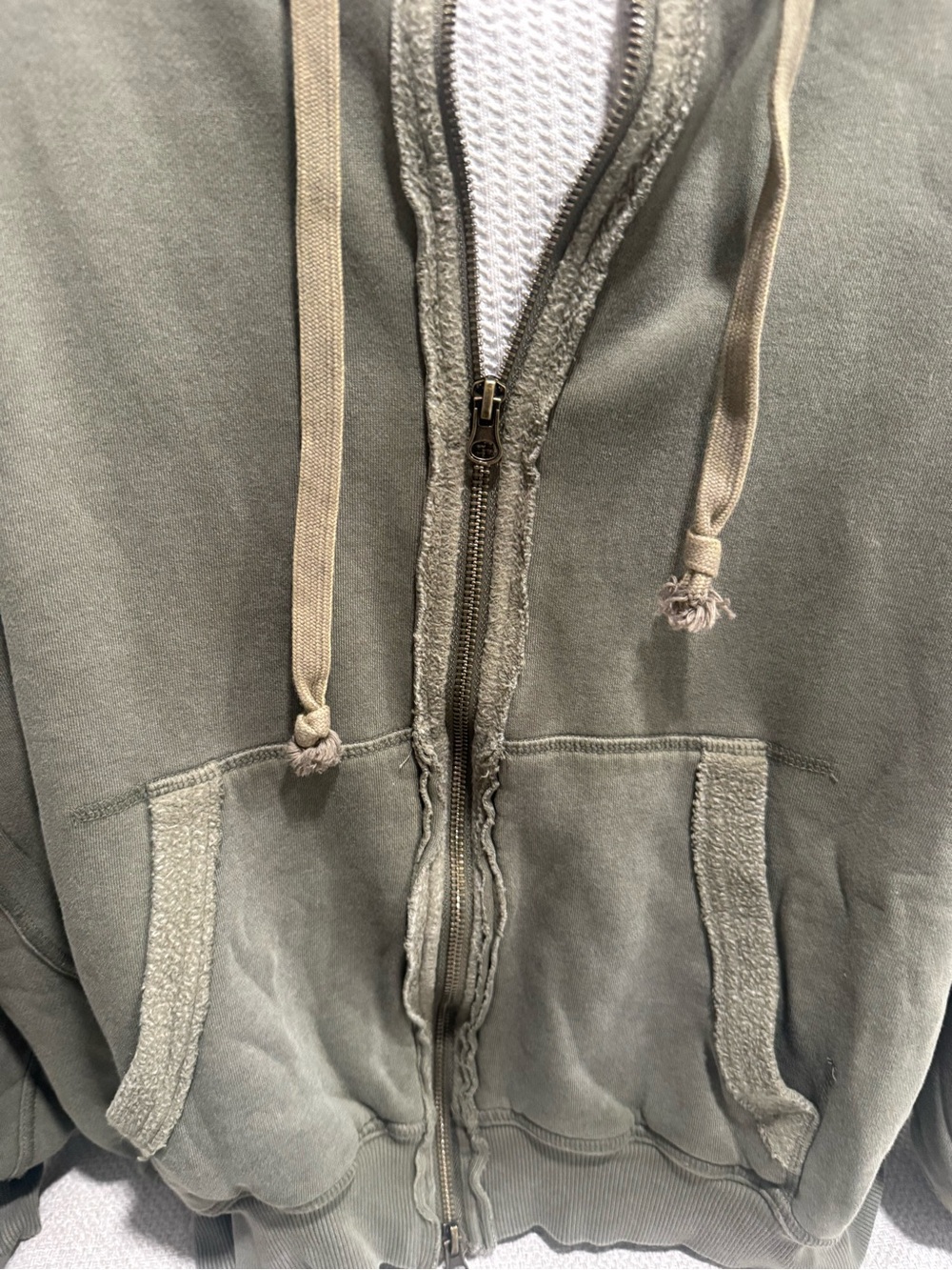 Olive Green Free People We the Free Zip Hoodie Sweater - Picture 3 of 4